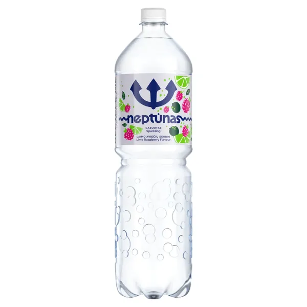 Gazuotas laimo ir aviečių skonio stalo vanduo NEPTŪNAS, 1,5 l