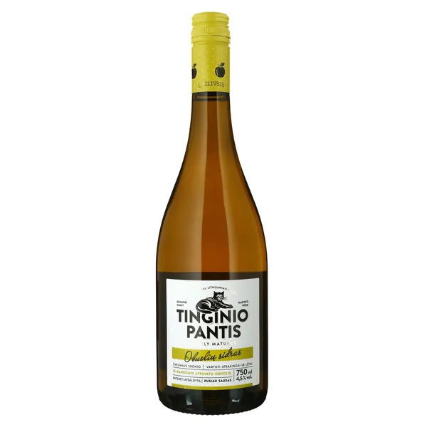 Gazuotas obuolių skonio sidras TINGINIO PANTIS, 4,5%, 0,75 l, stiklas*