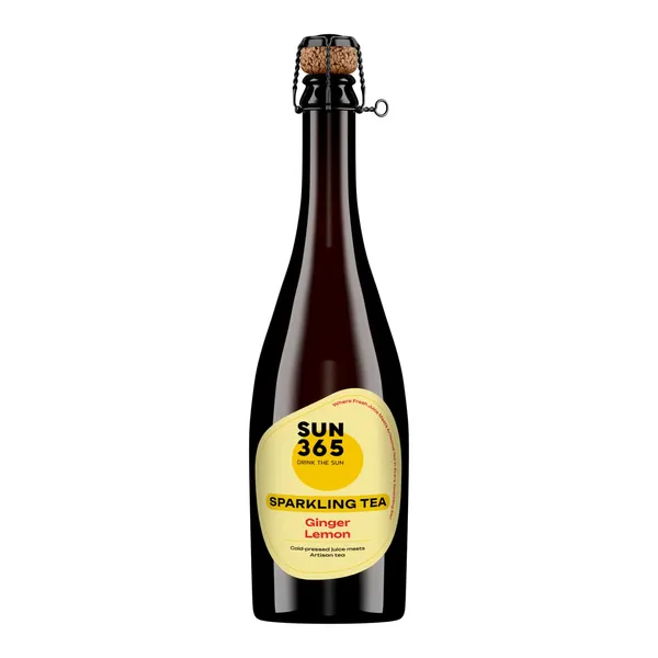 Gazuotas gaivusis gėrimas SPARKLING TEA LEMON & GINGER SUN365, 750 ml