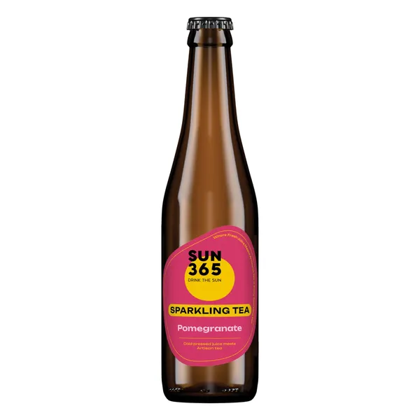 Gazuotas gaivusis gėrimas SPARKLING TEA POMEGRANATE SUN365, 330 ml