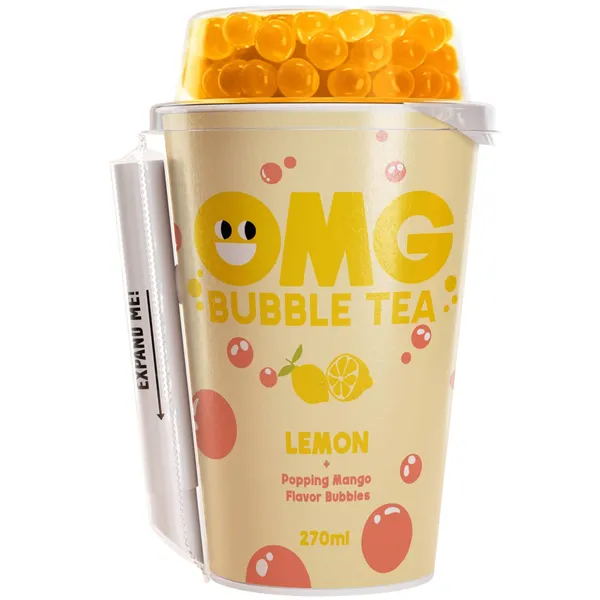 Arbatos gėrimas OMG, citrinų skonio su mango burbuliukais, 270 ml