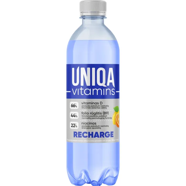 Negazuotas gėrimas su vitaminais UNIQA VITAMINS RECHARGE, 0,5 l