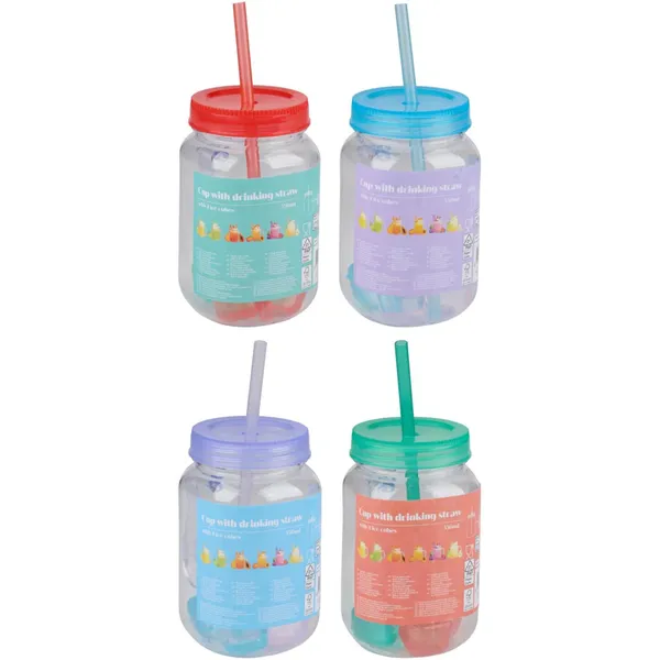 Gėrimų stiklinė su dangteliu, 550 ml, spalva ir dizainas gali skirtis, SO26