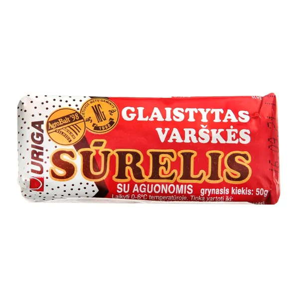 Glaistytas varškės sūrelis su aguonomis URIGA, 50 g