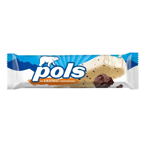 Glaistyti vaniliniai valgomieji ledai POLS, su sausainiais, 75 g / 120 ml