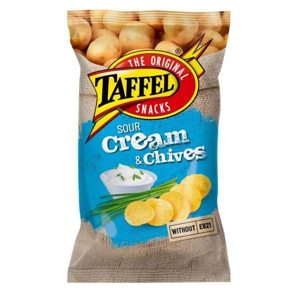 Grietinės ir svogūnų laiškų skonio bulvių traškučiai TAFFEL, 180 g