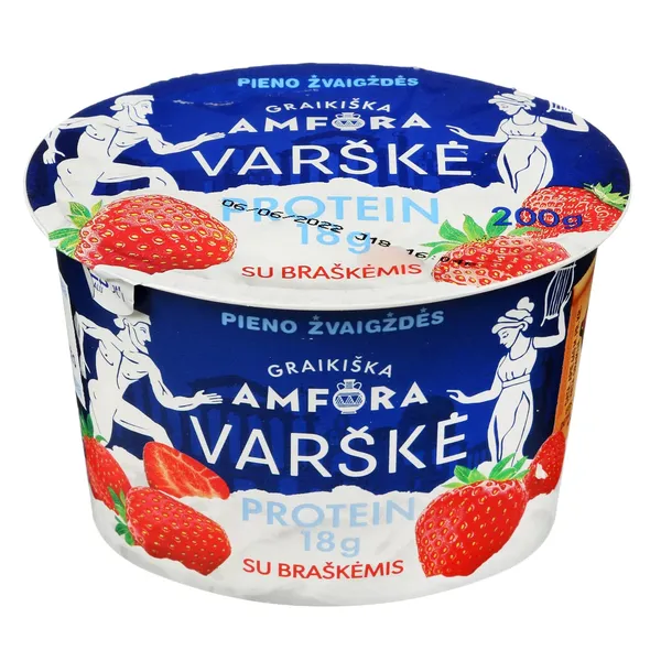 Varškė GRAIKIŠKA AMFORA Protein, 0,8%,  su mangais, be laktozės, 200 g