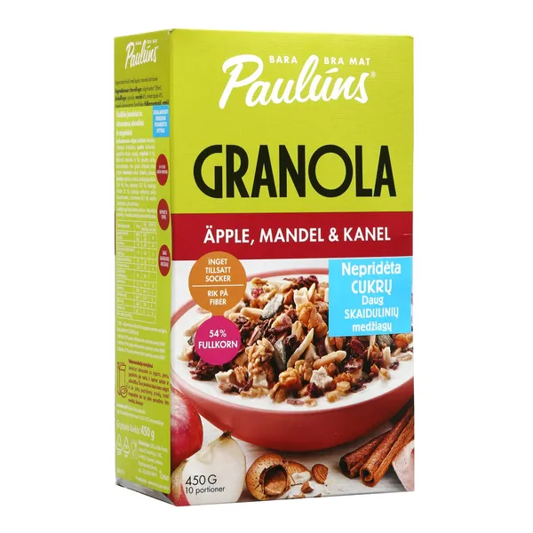 Granola su cinamonu, obuoliais ir migdolais PAULUNS, 450 g
