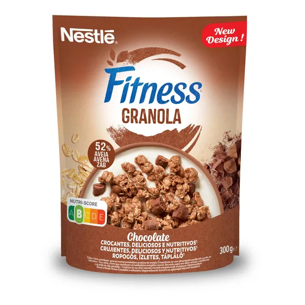 Granola su avižiniais dribsniais, šokolado drožlėmis ir mineralinėmis medžiagomis NESTLE FITNESS CHOCOLATE, 300 g