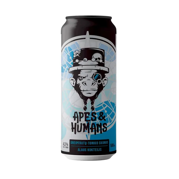 Greipfrutų - toniko skonio gazuotas alaus kokteilis APES AND HUMANS, 4,3 %, 0,5 l