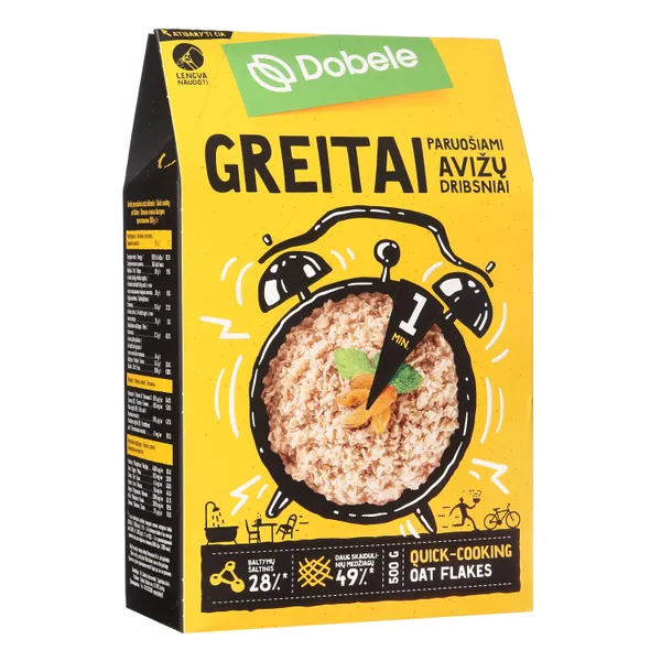Greitai paruošiami avižų dribsniai DOBELE, 500 g