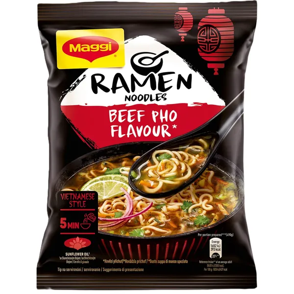 Greitai paruošiami jautienos skonio Ramen makaronai MAGGI, 90 g