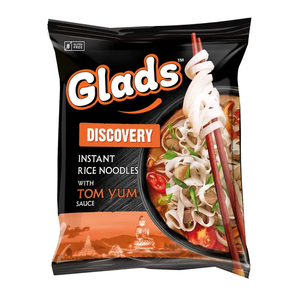 Greito paruošimo ryžių makaronai GLADS Tom Yum skonio, 65 g