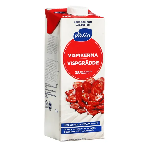 Grietinėlė plakimui be laktozės VALIO, 38% rieb., 1 l