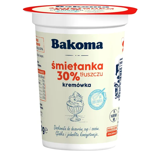 Grietinėlė plakimui BAKOMA, 30 % rieb., 200 g