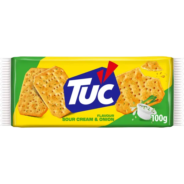 Grietinės ir svogūnų skonio krekeriai TUC SOUR CREAM & ONION, 100 g