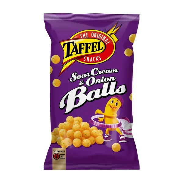 Grietinės ir svogūnų skonio kukurūzų traškučiai TAFFEL BALLS, 165 g
