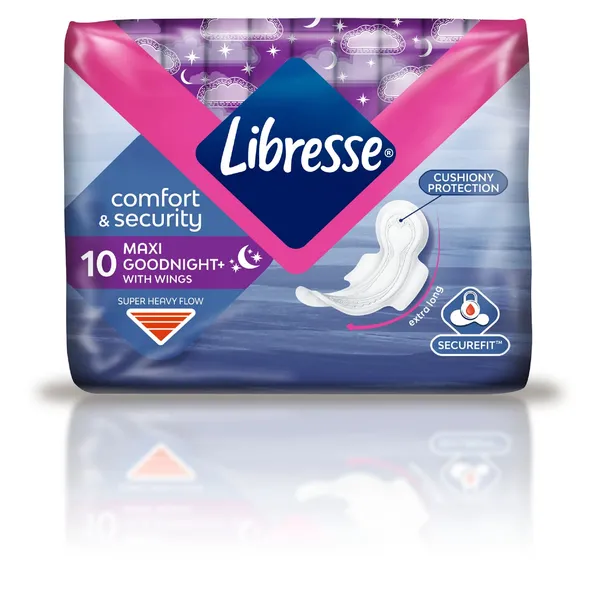 Higieniniai paketai LIBRESSE Maxi Goodnight, 10 vnt.