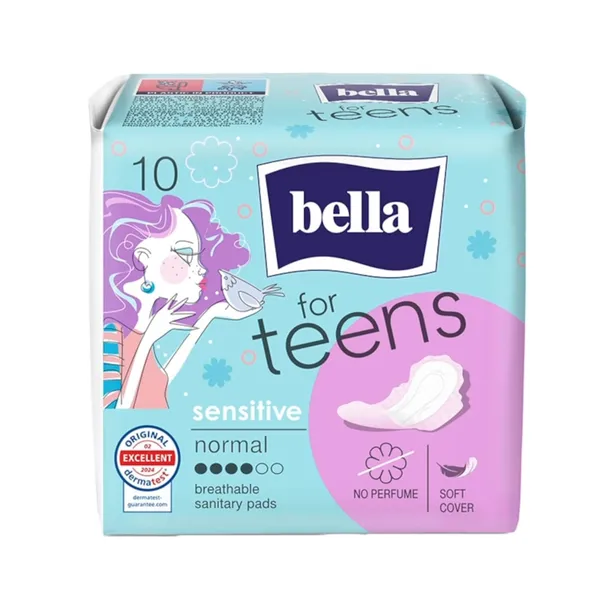 Ultraploni higieniniai paketai ypač švelniu paviršiumi Bella Teens Sensitive Ultra soft, 10