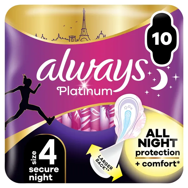 Higieniniai paketai ALWAYS Platinum Secure Night, S4, 10 vnt.