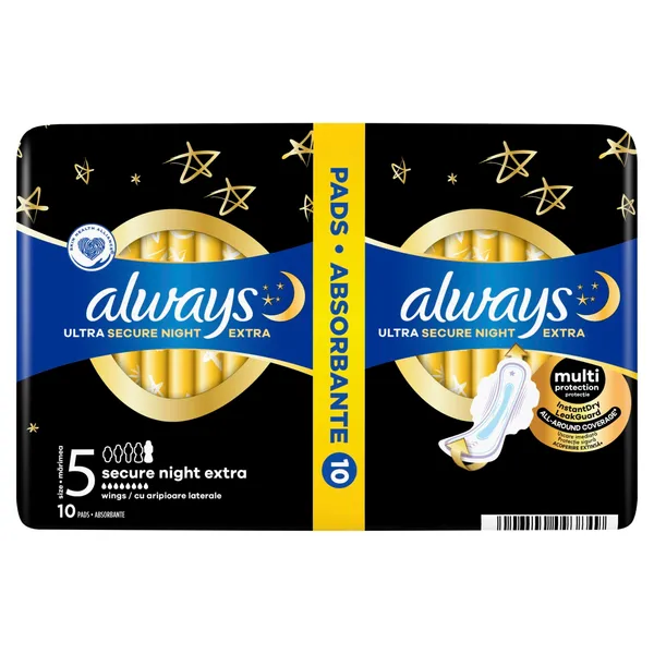 Higieniniai paketai ALWAYS Ultra Secure Night Extra, S5, 10 vnt.