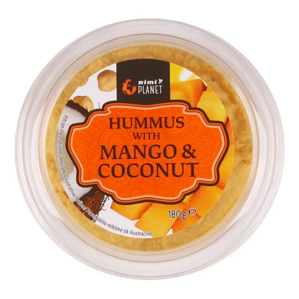 Humusas RIMI PLANET su mangais ir kokosais, 180 g