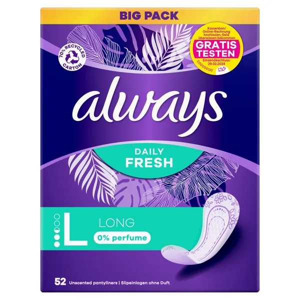 Higieniniai įklotai ALWAYS Long, 0% Perfume, 52 vnt.