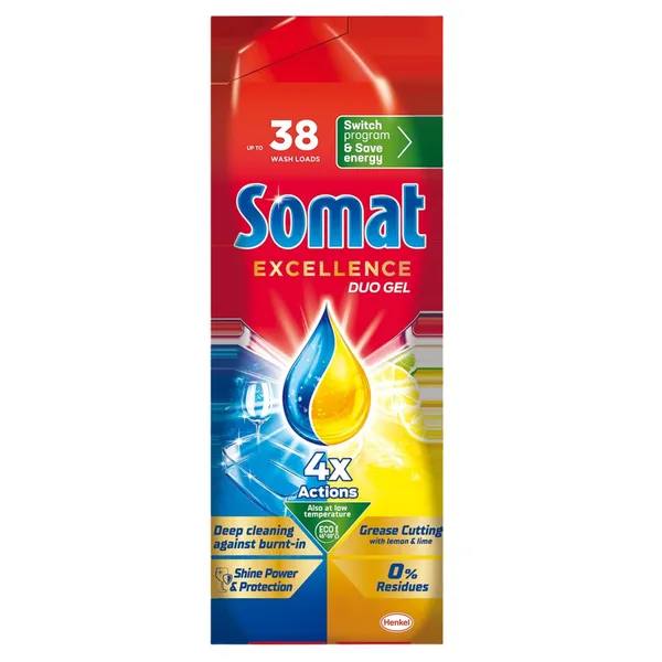 Indaplovių gelis SOMAT ANTI-GREASE LEMON, 38 skalb., 684 ml
