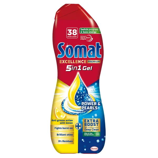 Indaplovių gelis SOMAT ANTI-GREASE LEMON,38 skalb., 684 ml