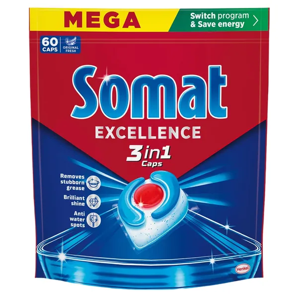 Indaplovių kapsulės SOMAT Excellence, 3in1, 60 vnt