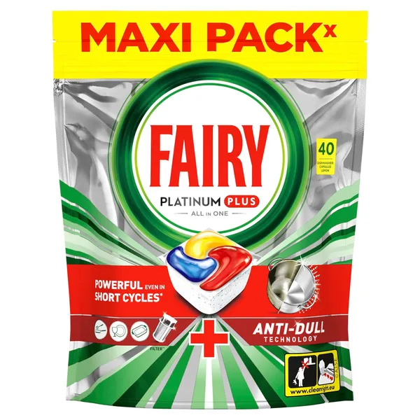 Indų plovimo kapsulės FAIRY PLATINUM PLUS LEMON, 40 vnt.