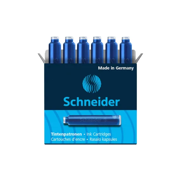 Ištrinamos mėlynos rašalo kasetės SCHNEIDER, 6 vnt.