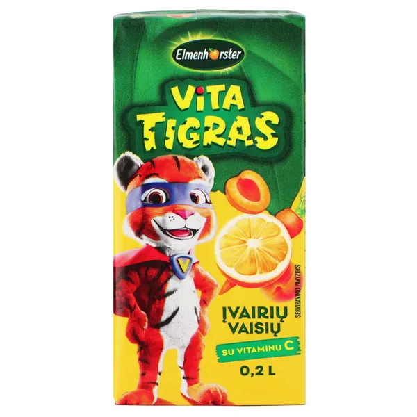 Įvairių vaisių sulčių gėrimas ELMENHORSTER VITA TIGRAS, 200 ml