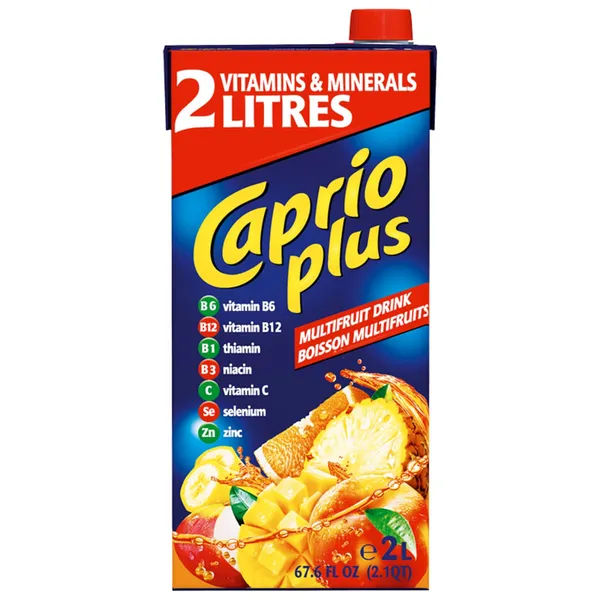 Įvairių vaisių gėrimas CAPRIO, su saldikliais, 2 l