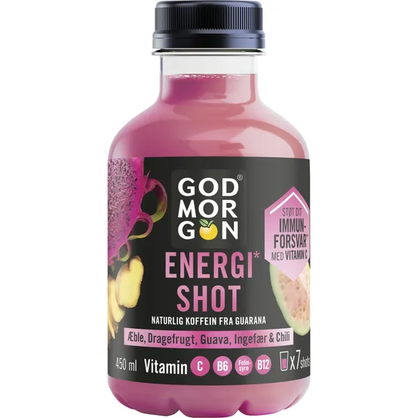 Įvairių vaisių ir daržovių sultys GOD MORGON ENERGY SHOT, 0,45 l
