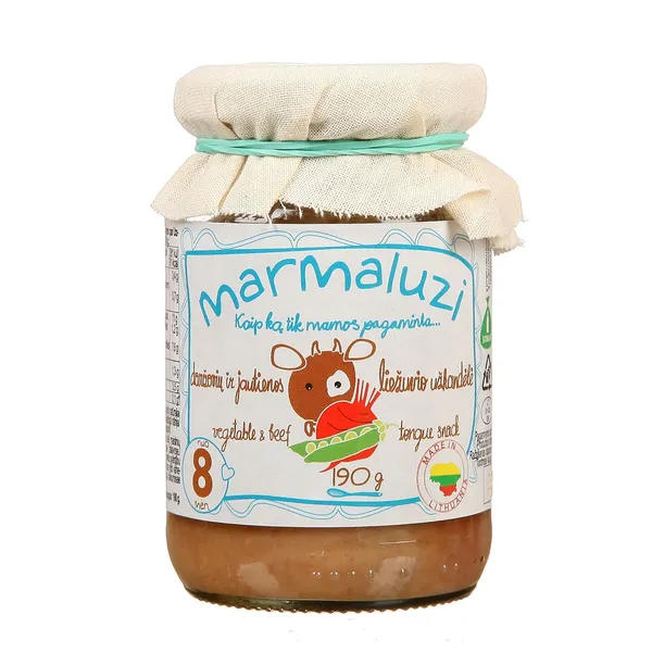 Jautienos liežuvio užkandėlė MARMALUZI, 8 mėn, 190 g