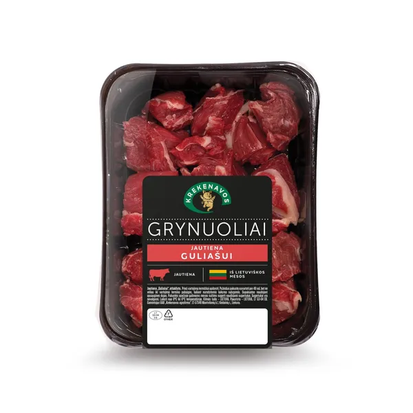 Atšaldyta jautiena guliašui GRYNUOLIAI, supakuota dujose, 400g