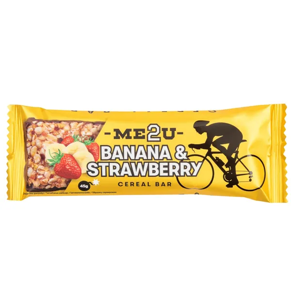 Javainių batonėlis ME2U BANANA&STRAWBERRY, 45 g
