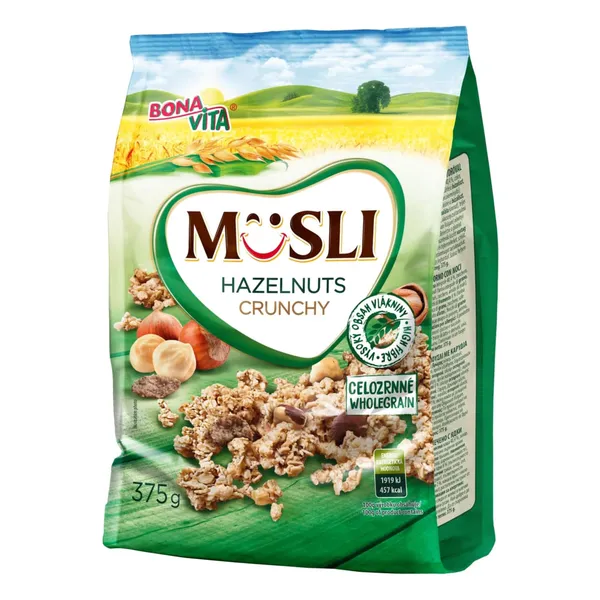 Kepinti javainiai su lazdynų riešutais BONA VITA MUESLI, 375 g