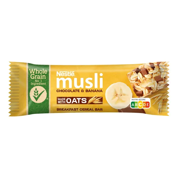 Javų batonėlis su šokoladu ir bananais NESTLE MUSLI, 35 g