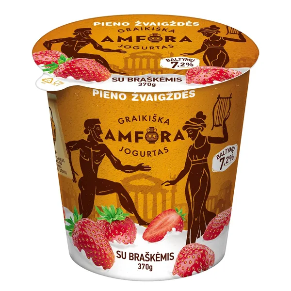Jogurtas GRAIKIŠKA AMFORA, su braškėmis, 3,1 % rieb., 370 g