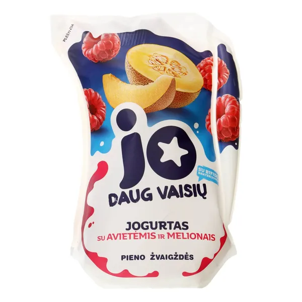 Jogurtas su avietėmis ir melionais JO, 2,5 % rieb., 900 g