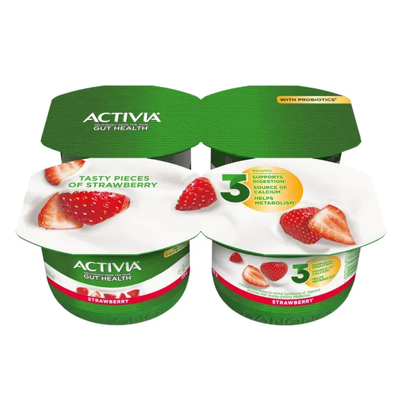 Jogurtas su braškėmis ir bifido bakterijomis ACTIVIA ACTIREGULARIS, 2,6 % rieb., 480 g