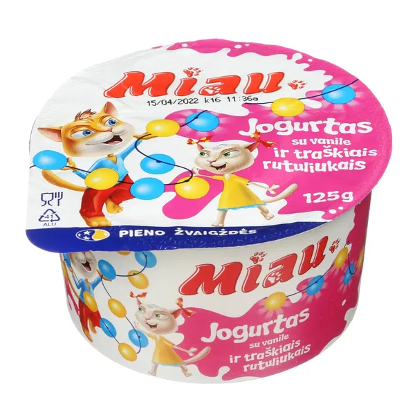 Jogurtas MIAU su vanile ir traškiais rutuliukais, 5,0 % riebumo, 125 g (115 + 10)