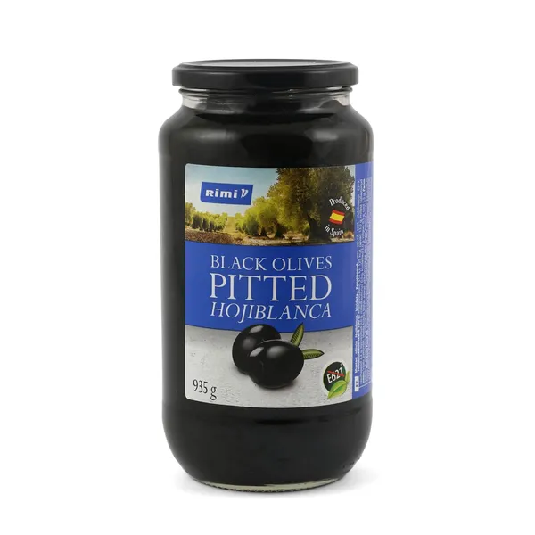 Juodosios HOJIBLANCA alyvuogės be kauliukų RIMI, 935 g / 455 g