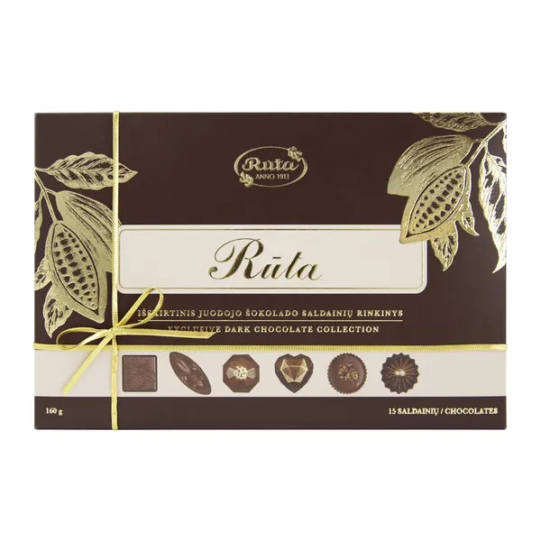 Juodojo šokolado saldainių rinkinys RŪTA, 160 g