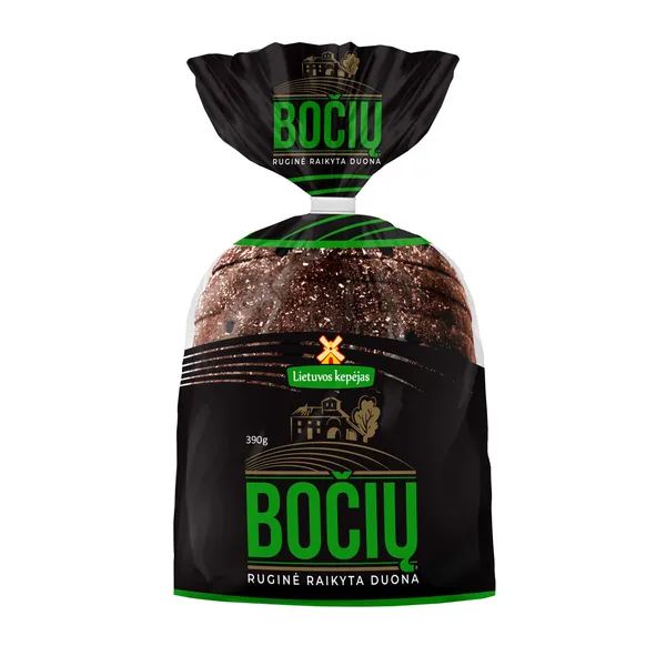 Juoda duona BOČIŲ LIETUVOS KEPĖJAS, raikyta, 390 g
