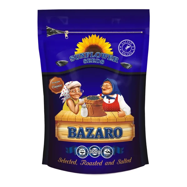 Juodos kepintos saulėgrąžų sėklos BAZARO su druska, 300 g