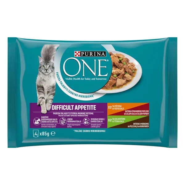 Kačių ėdalas PURINA ONE DIFFICULT APPETITE, 4 x 85 g