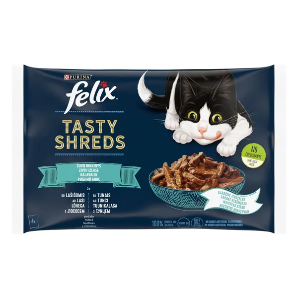 Kačių ėdalas FELIX SENSATIONS JELLIES su žuvimi drebučiuose, 4x85 g